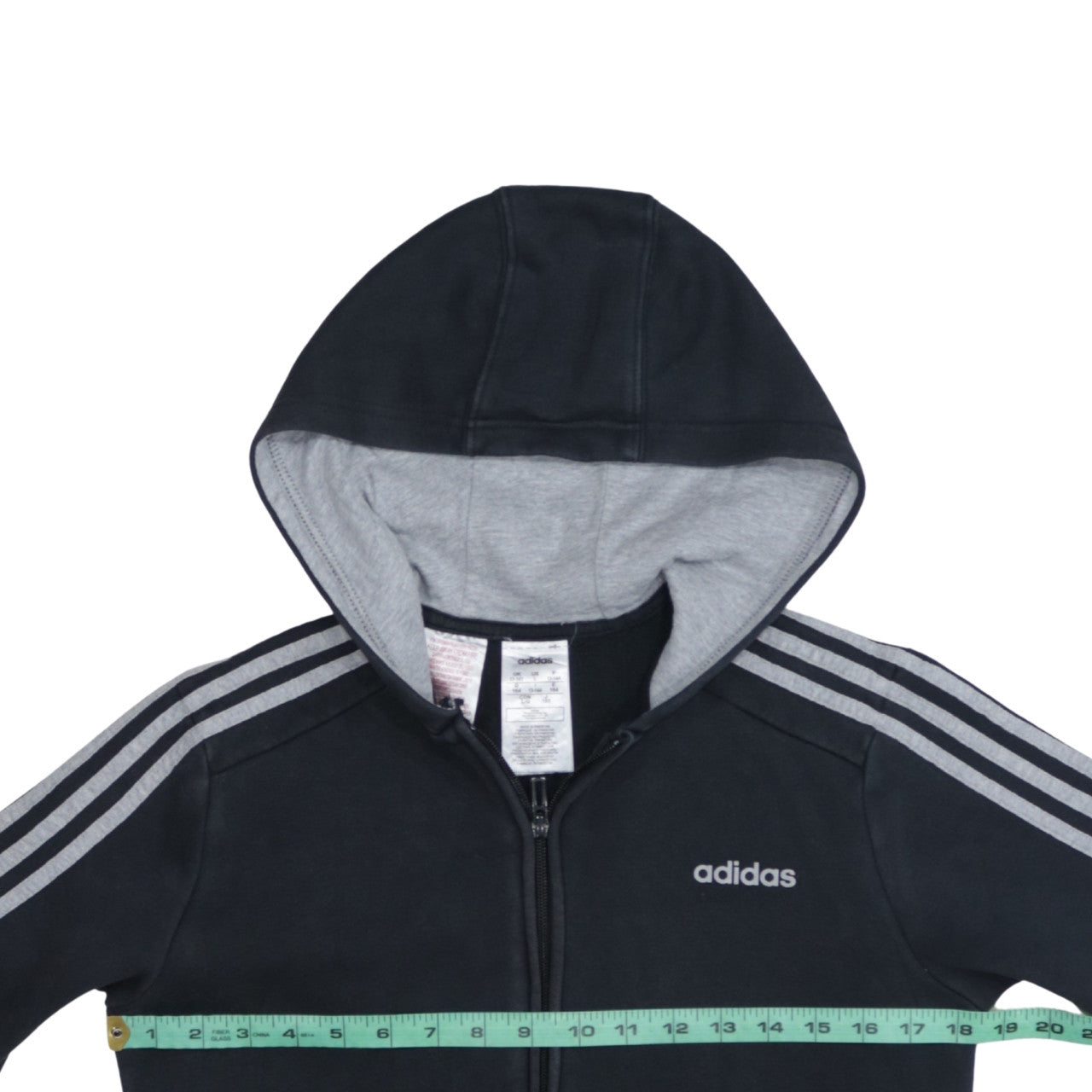 Adidas Boys Black Full Zip Hoodie Size 13-14 Years Fleece Lined Sportswear