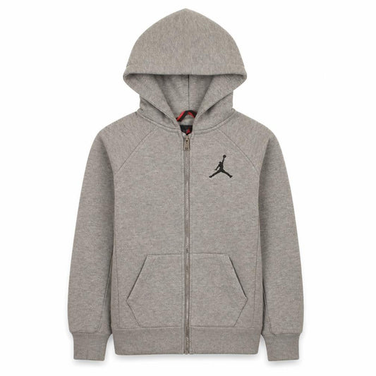 Front view of Jordan boys’ grey full zip hoodie 10-12 years cotton blend fleece