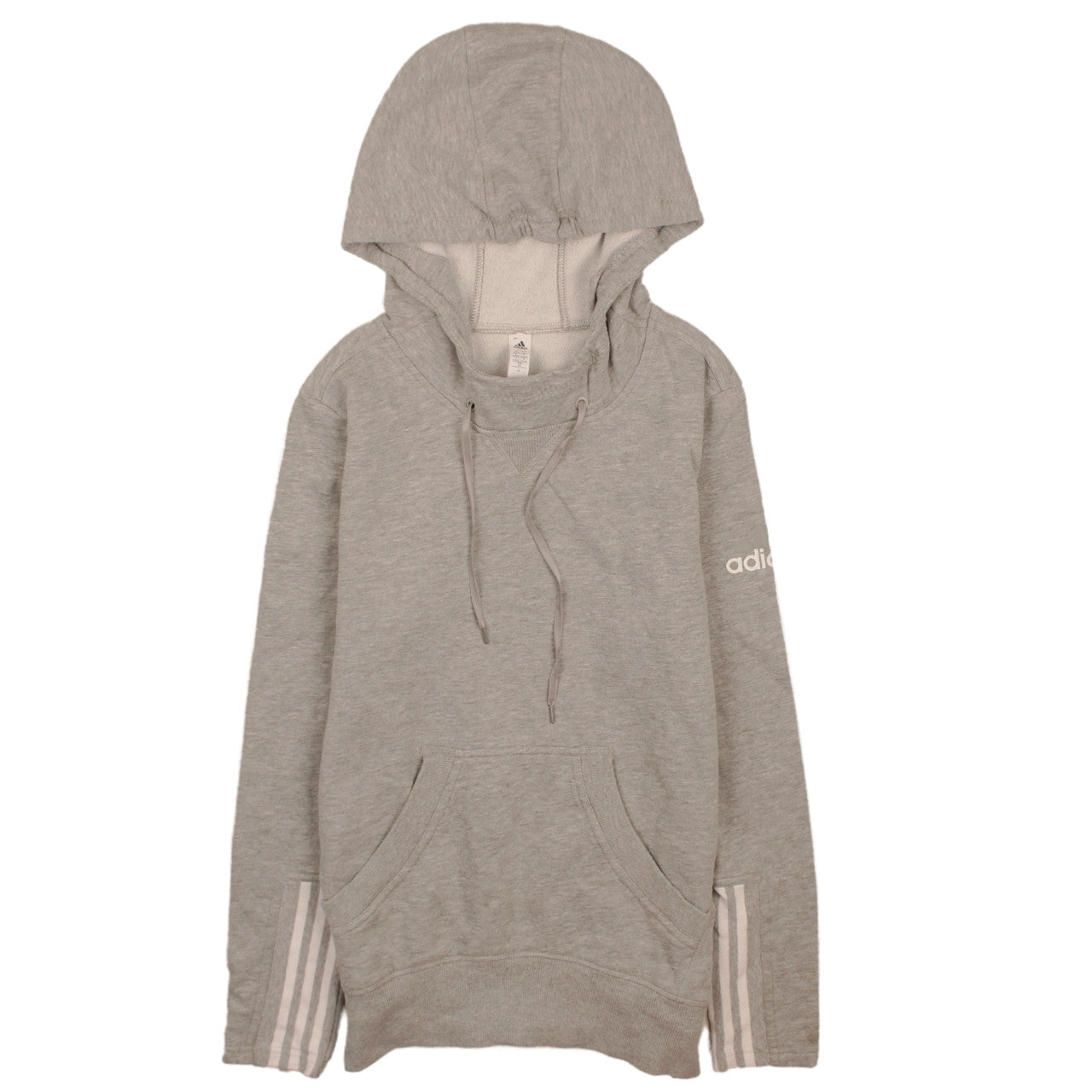 Adidas Women Grey Pullover Hoodie Small Hooded Sweatshirt Casual