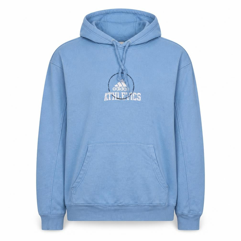 Adidas Men's Blue Pullover Hoodie L Logo Sports Fleece