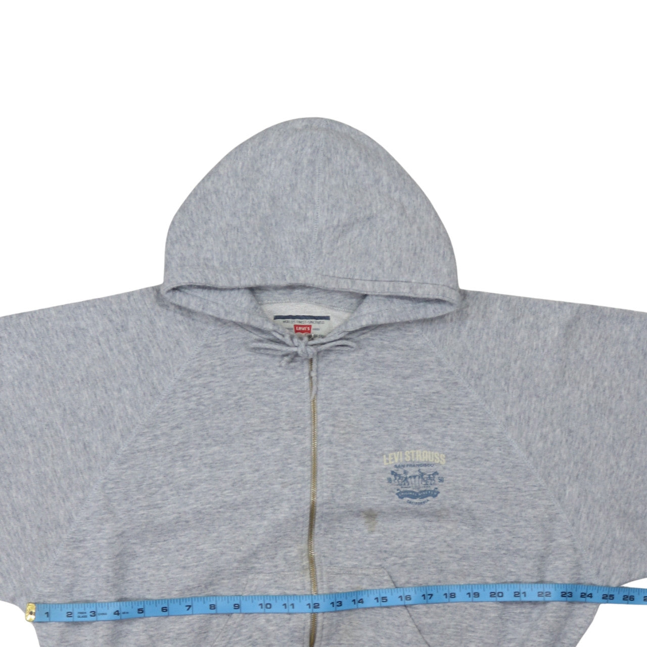 Levi's Men's Grey Full Zip Hoodie L Logo Fleece Vintage Sweatshirt