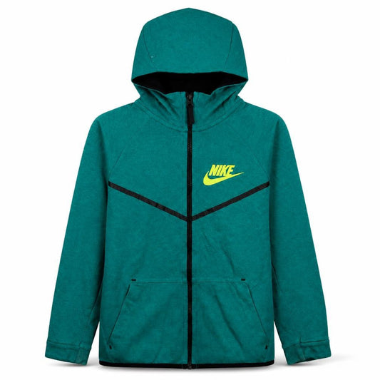 Front view of Nike boys’ green full zip hoodie 12-13 years regular fit sportswear