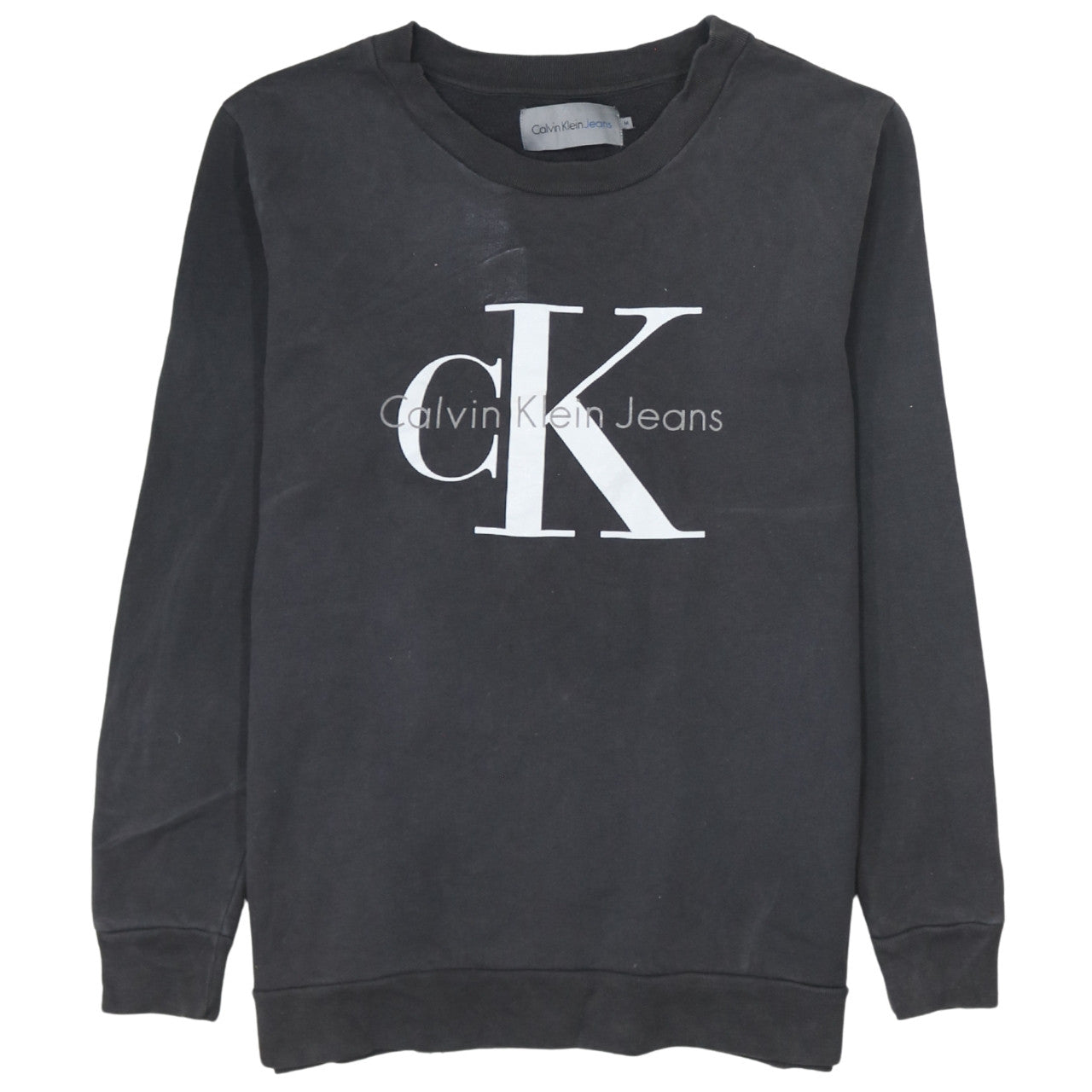 Calvin Klein Jeans Men's Black Logo Sweatshirt M Pullover Crew Neck