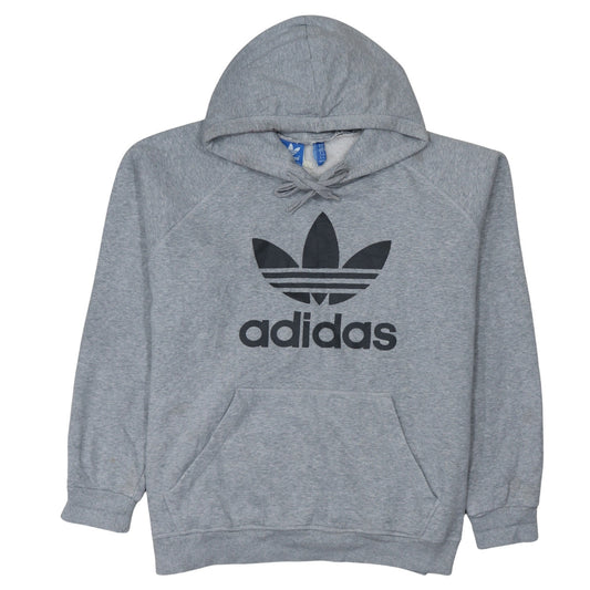 Adidas Mens Grey XL Pullover Hoodie Logo Fleece Sweatshirt