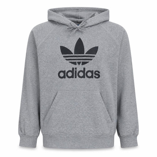 Adidas Mens Grey XL Pullover Hoodie Logo Fleece Sweatshirt