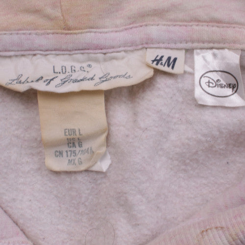 H&M Disney L.O.G.G. Women's Pink Hoodie Size L Mickey Graphic