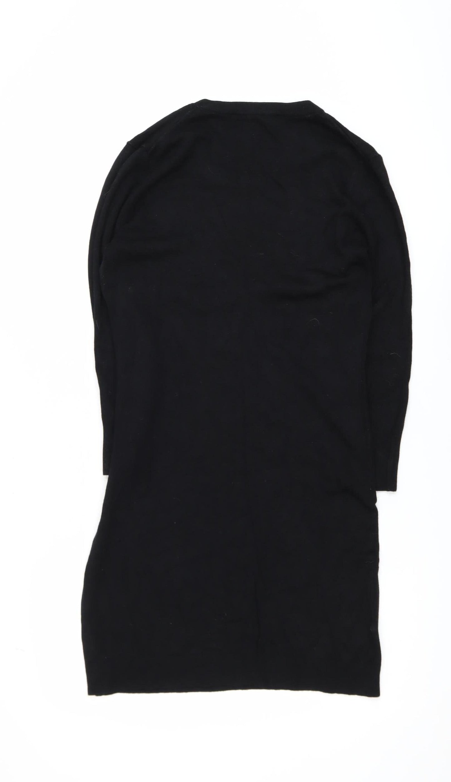 French Connection Women’s Black Knit Bodycon Long Sleeve Dress UK 16