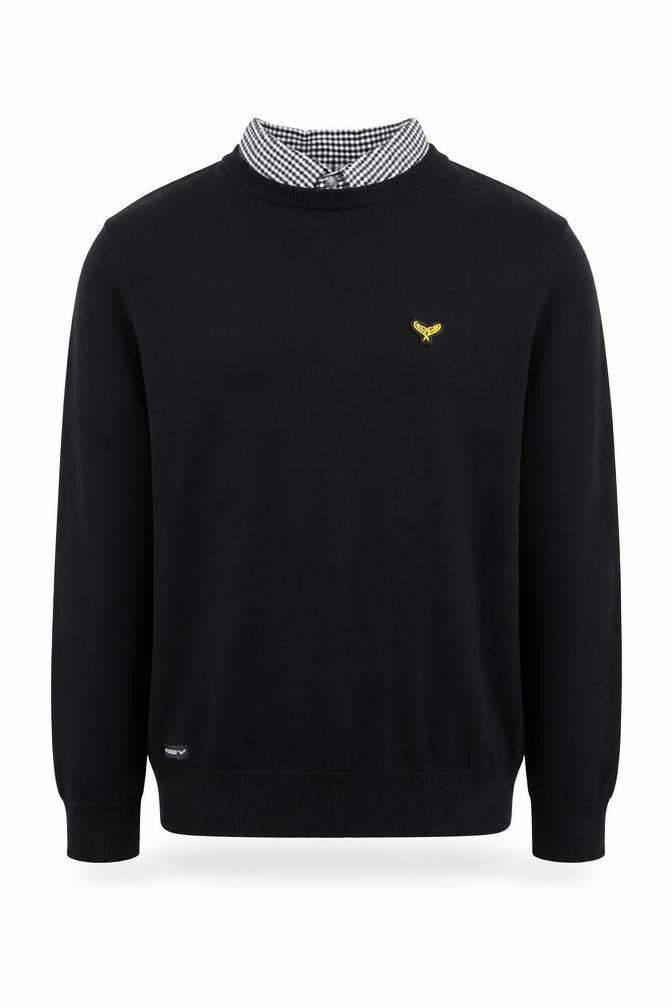 Threadbare Men’s Black Cotton Pullover Jumper Size L Classic Logo Knit