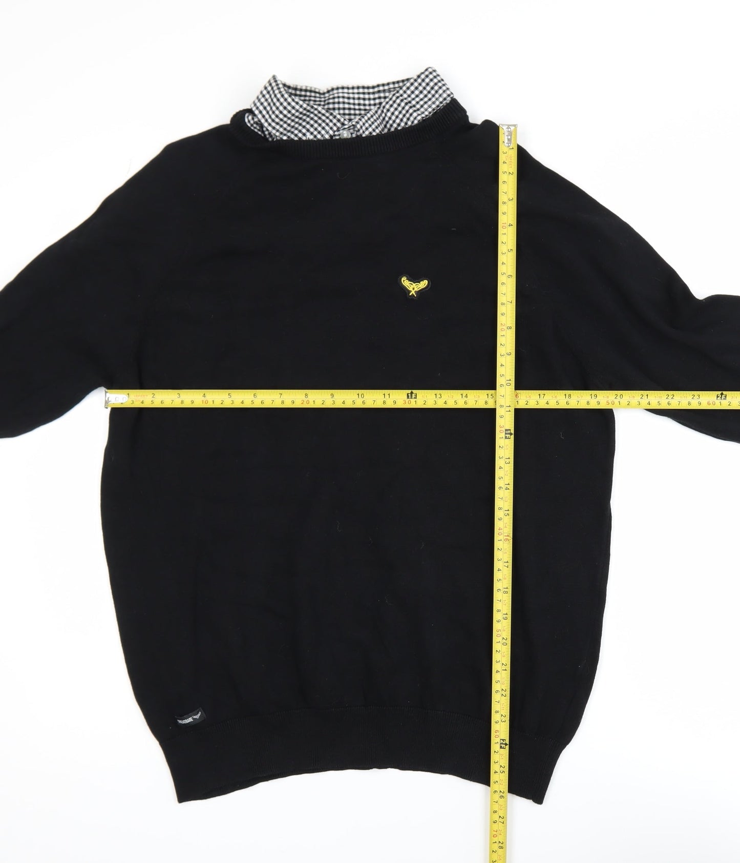 Threadbare Men’s Black Cotton Pullover Jumper Size L Classic Logo Knit