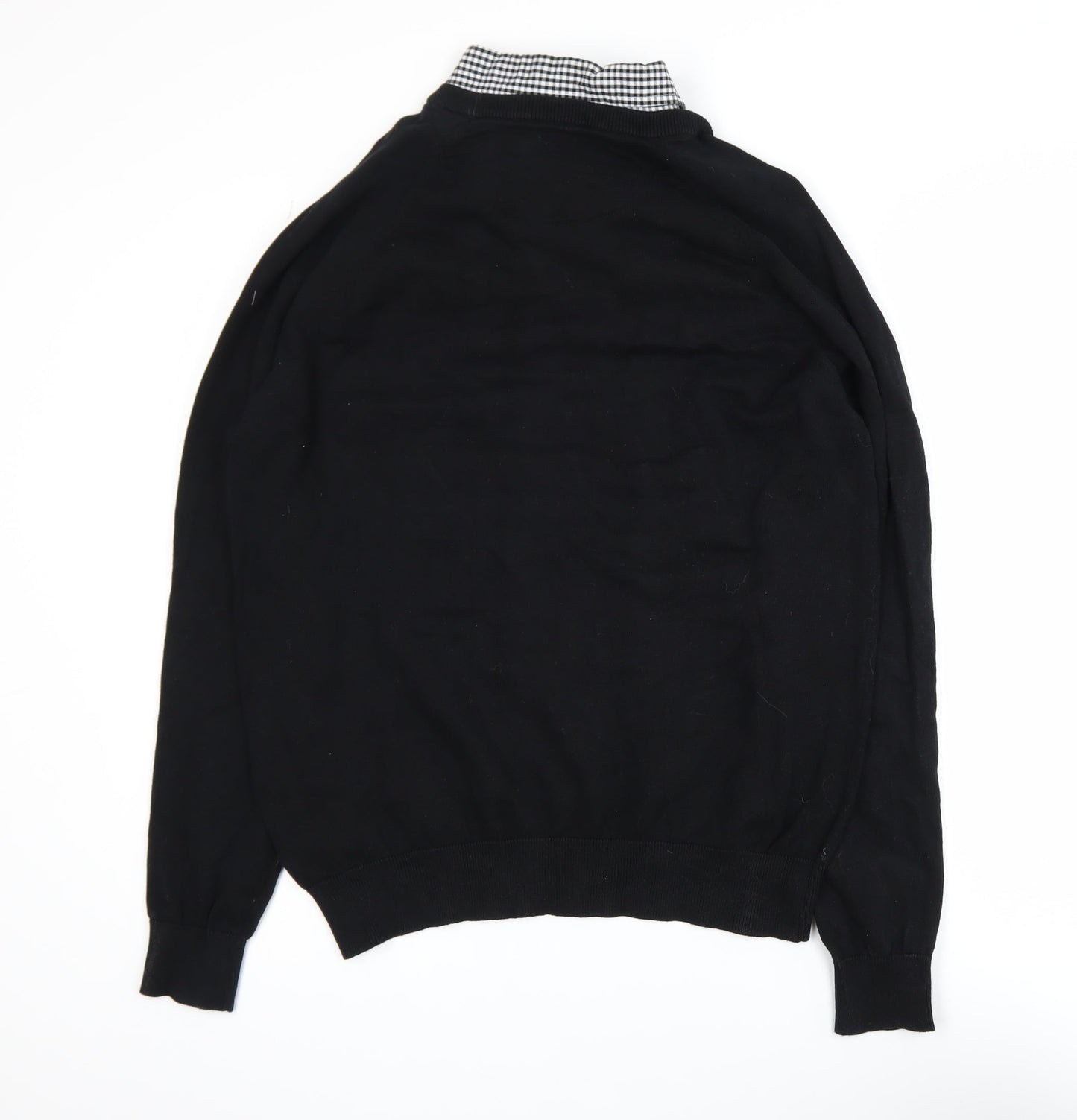 Threadbare Men’s Black Cotton Pullover Jumper Size L Classic Logo Knit
