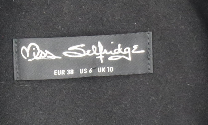 Miss Selfridge Women Black Long Pea Coat UK 10 Classic Style