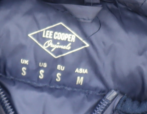 Lee Cooper Men's Blue Hooded Puffer Jacket Size S Polyester Down Filled
