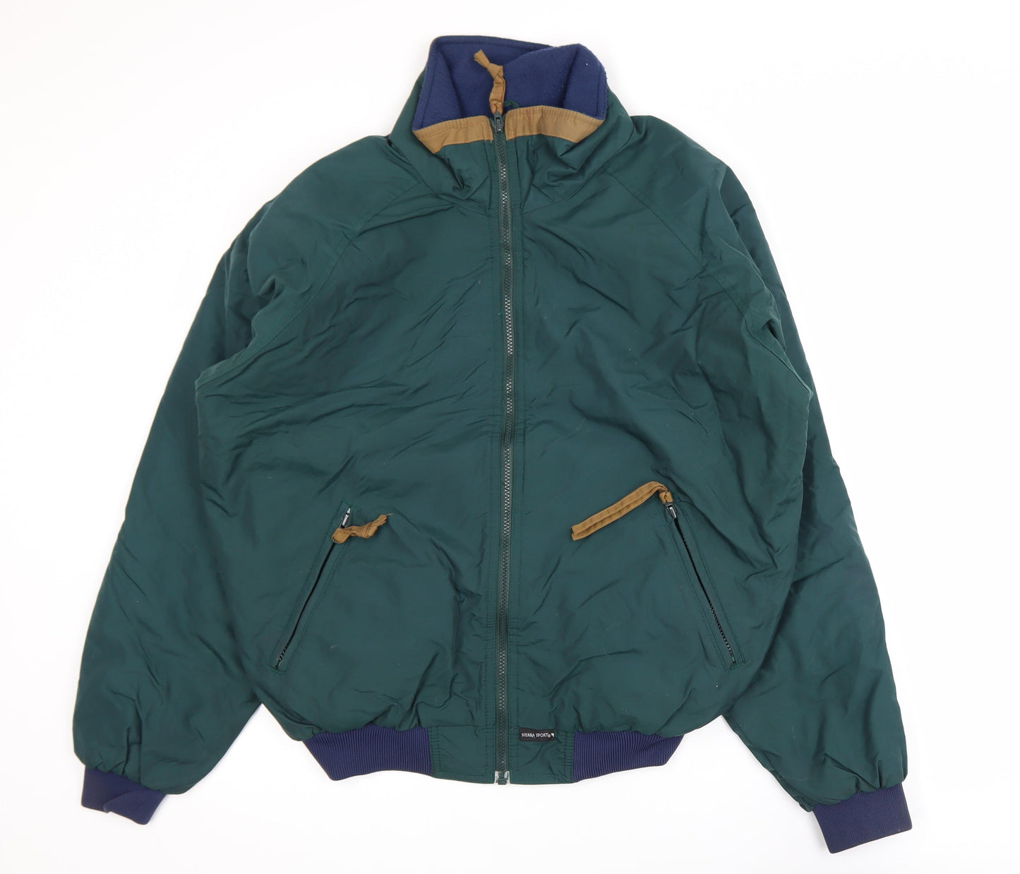 Sierra Sport Men's Green Bomber Jacket M Nylon Lined Windproof