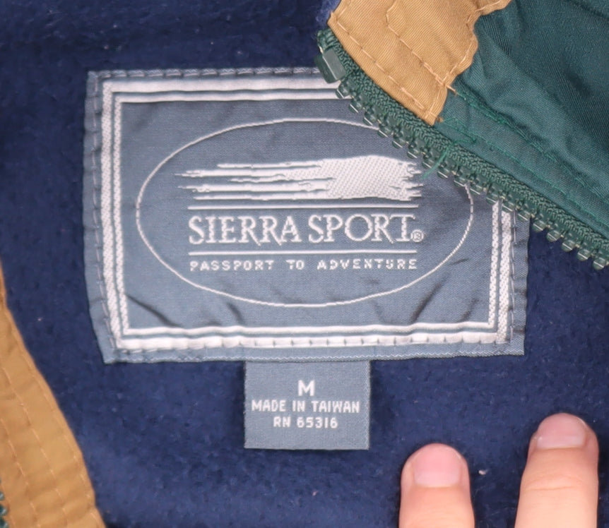 Sierra Sport Men's Green Bomber Jacket M Nylon Lined Windproof