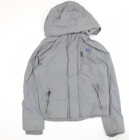 Abercrombie & Fitch Mens Grey S Hooded Full Zip Basic Jacket
