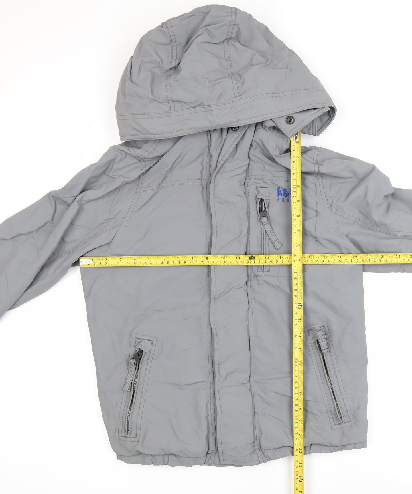 Abercrombie Mens Grey S Hooded Full Zip Basic Jacket