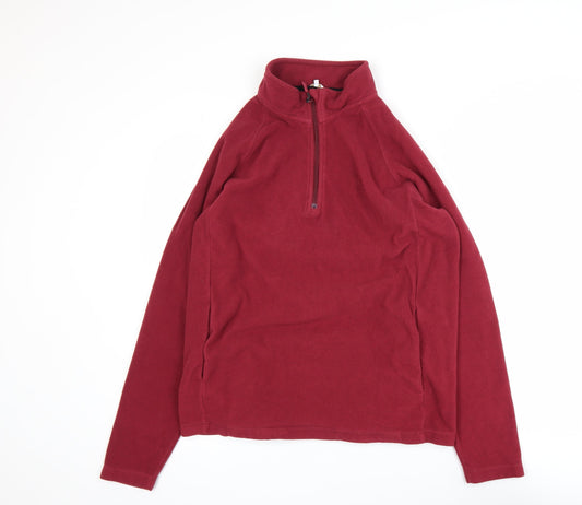 Cotton Traders Men's Red Fleece 1/4 Zip Activewear Jacket Size L
