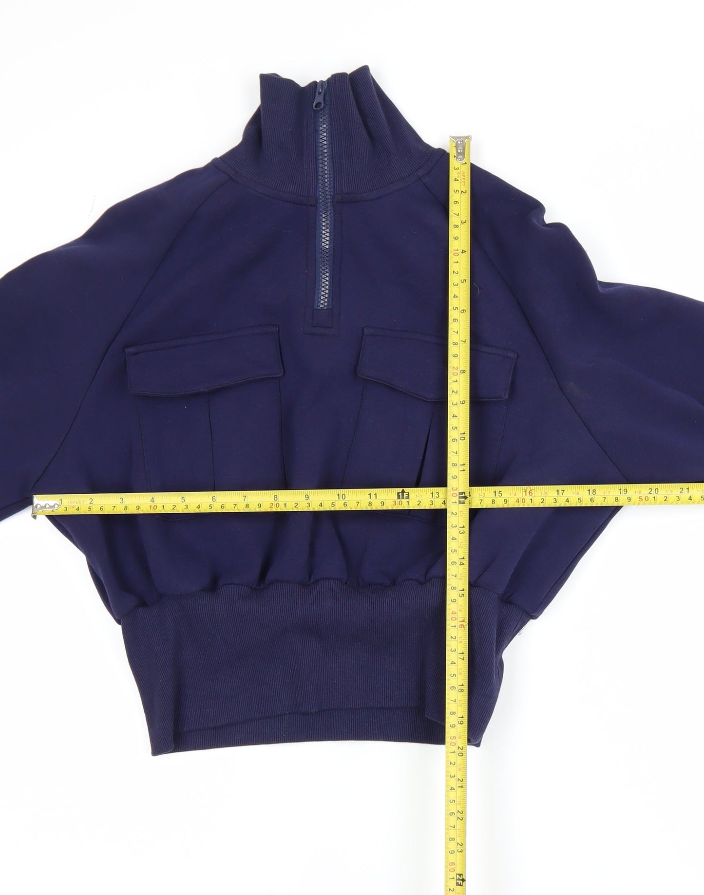 Commense Women Navy 1/4 Zip Pullover Sweatshirt M Cotton Blend