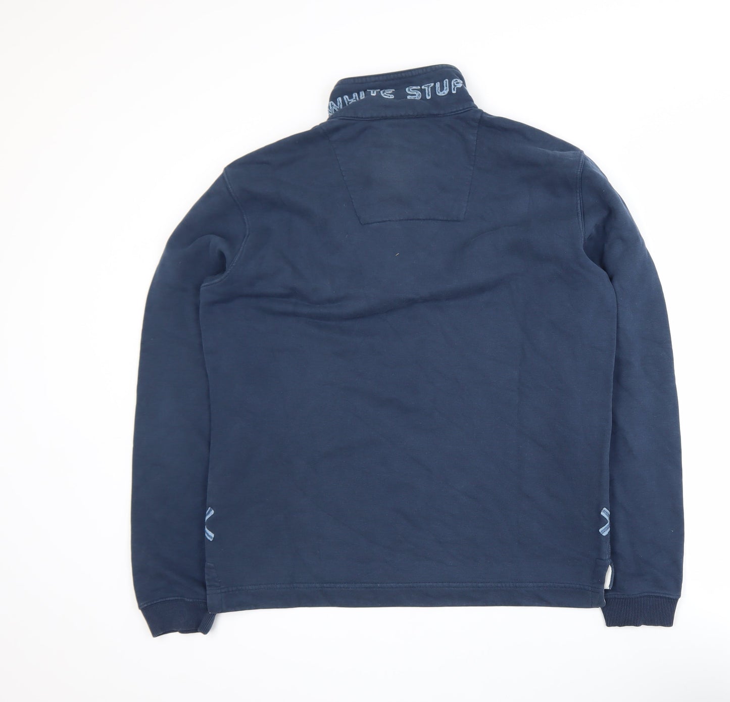 White Stuff Men's Blue 1/4 Zip Henley Sweatshirt Size S