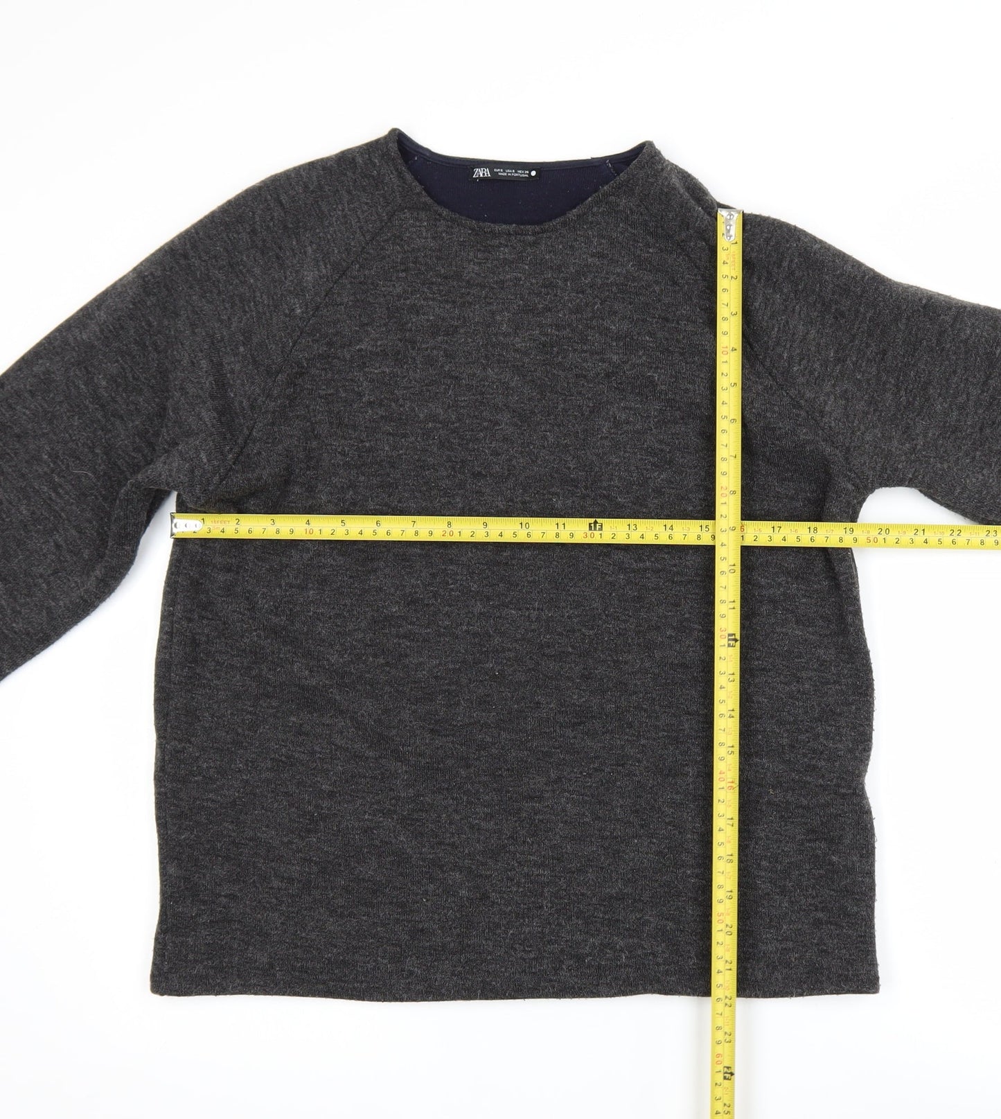 Zara Women Grey Long Sleeve Jersey Top Size S