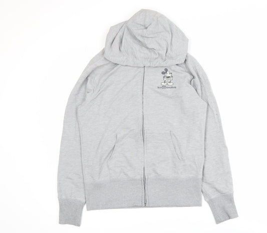 Disney Parks Grey Hooded Track Jacket Women's Size 10 Regular Fit