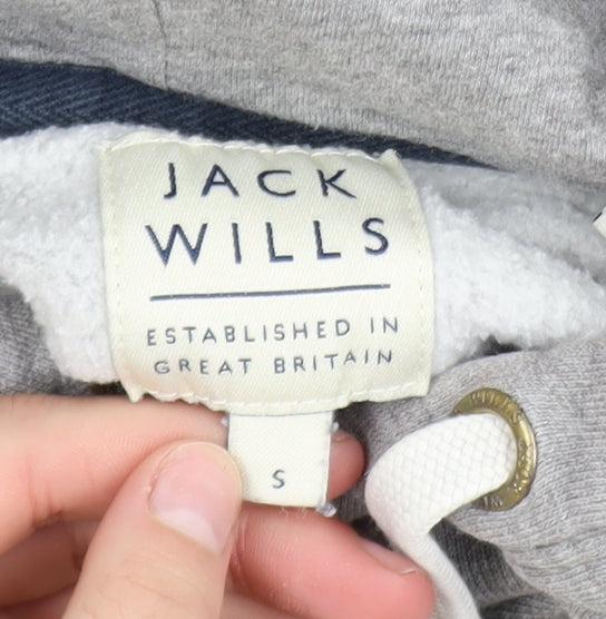 Jack Wills Mens Grey Pullover Hoodie Small Logo Cotton Blend