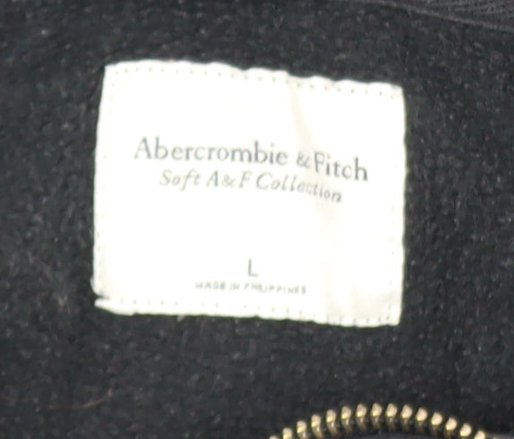 Abercrombie & Fitch Women's Black 1/4 Zip Sweatshirt L Soft Cotton Blend
