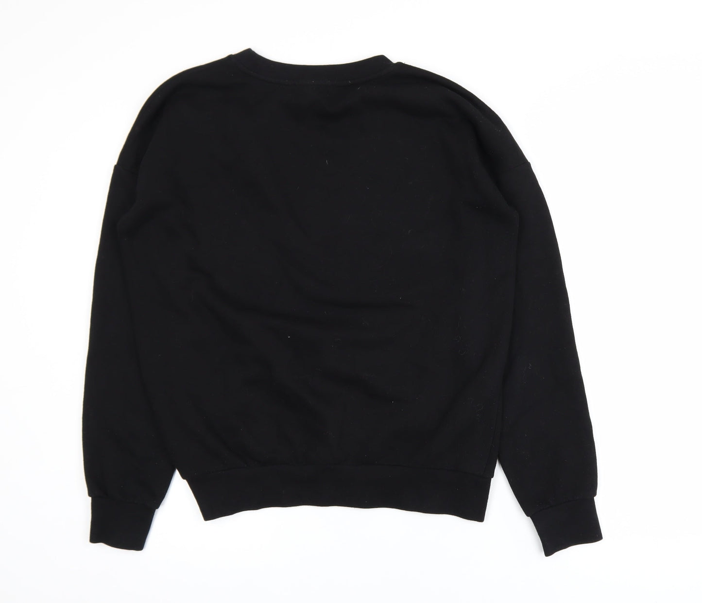Next Women Black Embroidered Floral Pullover Sweatshirt UK 8