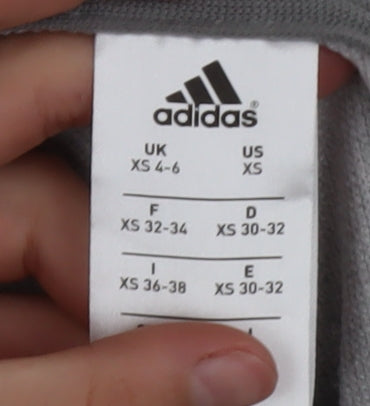 Adidas Womens Grey XS Track Jacket Hooded Full Zip Activewear