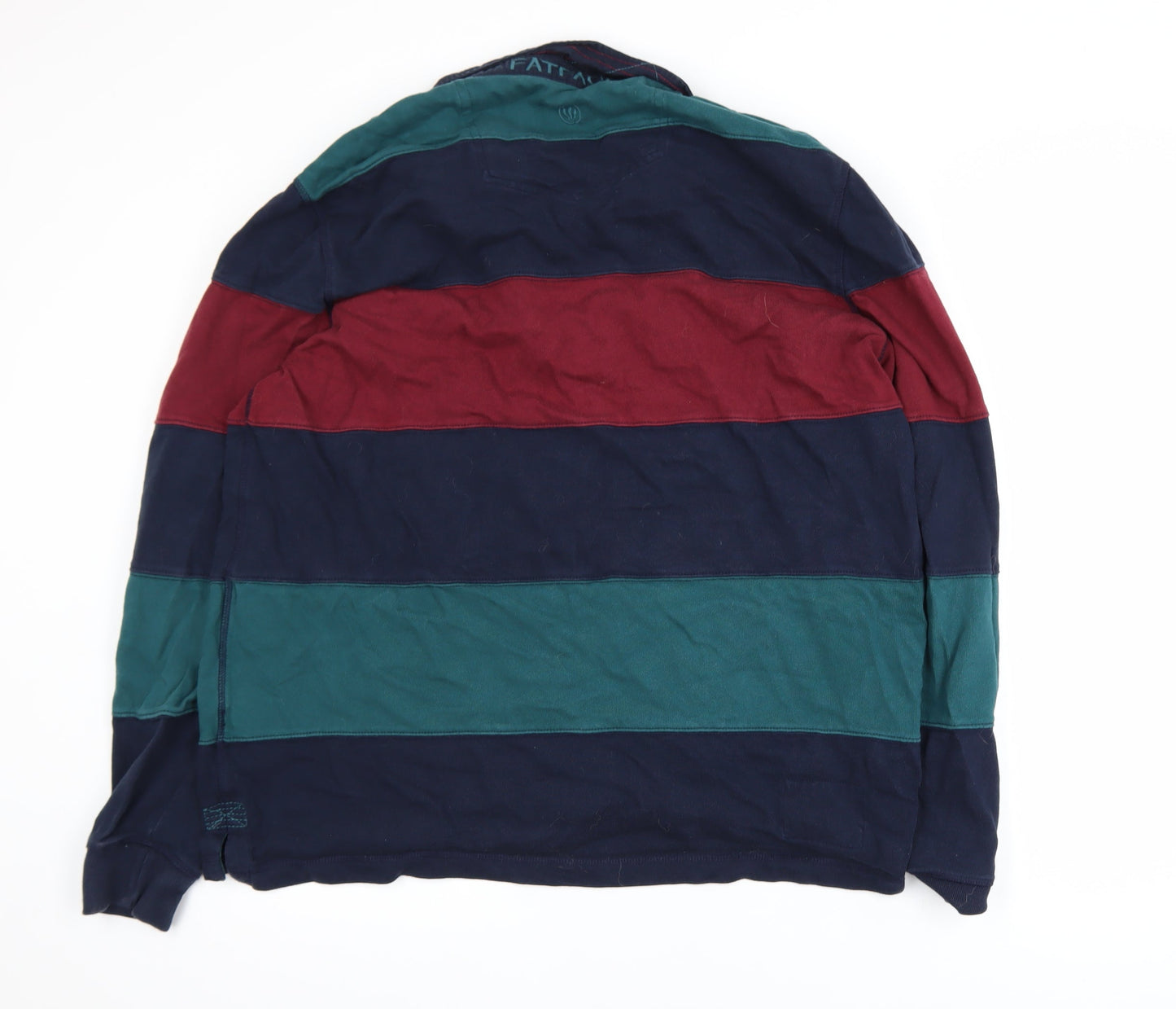 Fat Face Men's Multicoloured Striped Rugby Shirt 2XL Cotton Long Sleeve