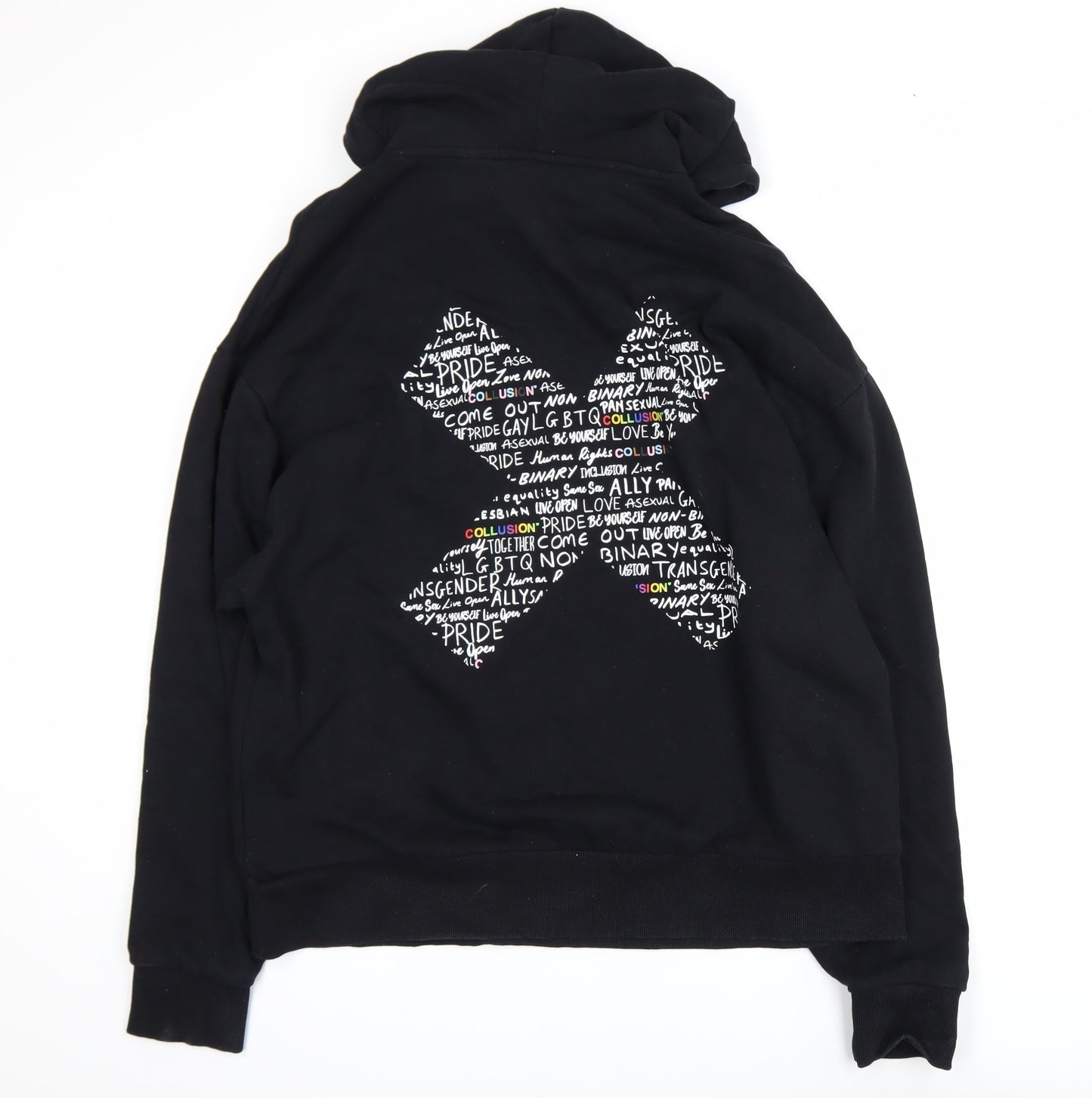 Collusion Men's Black Graphic Print Pullover Hoodie Size S