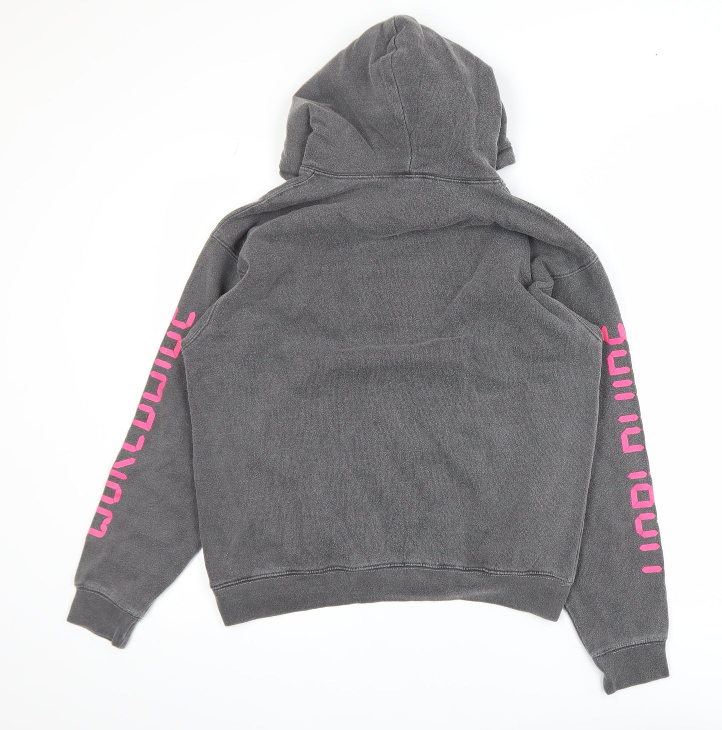 PrettyLittleThing Women’s Grey Worldwide Print Pullover Hoodie Size S