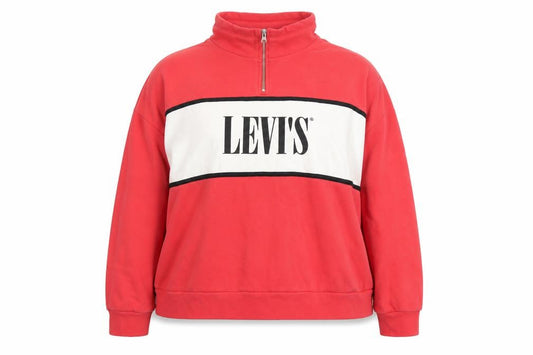 Levi's Women Red 3XL 1/4 Zip Logo Sweatshirt Cotton Casual