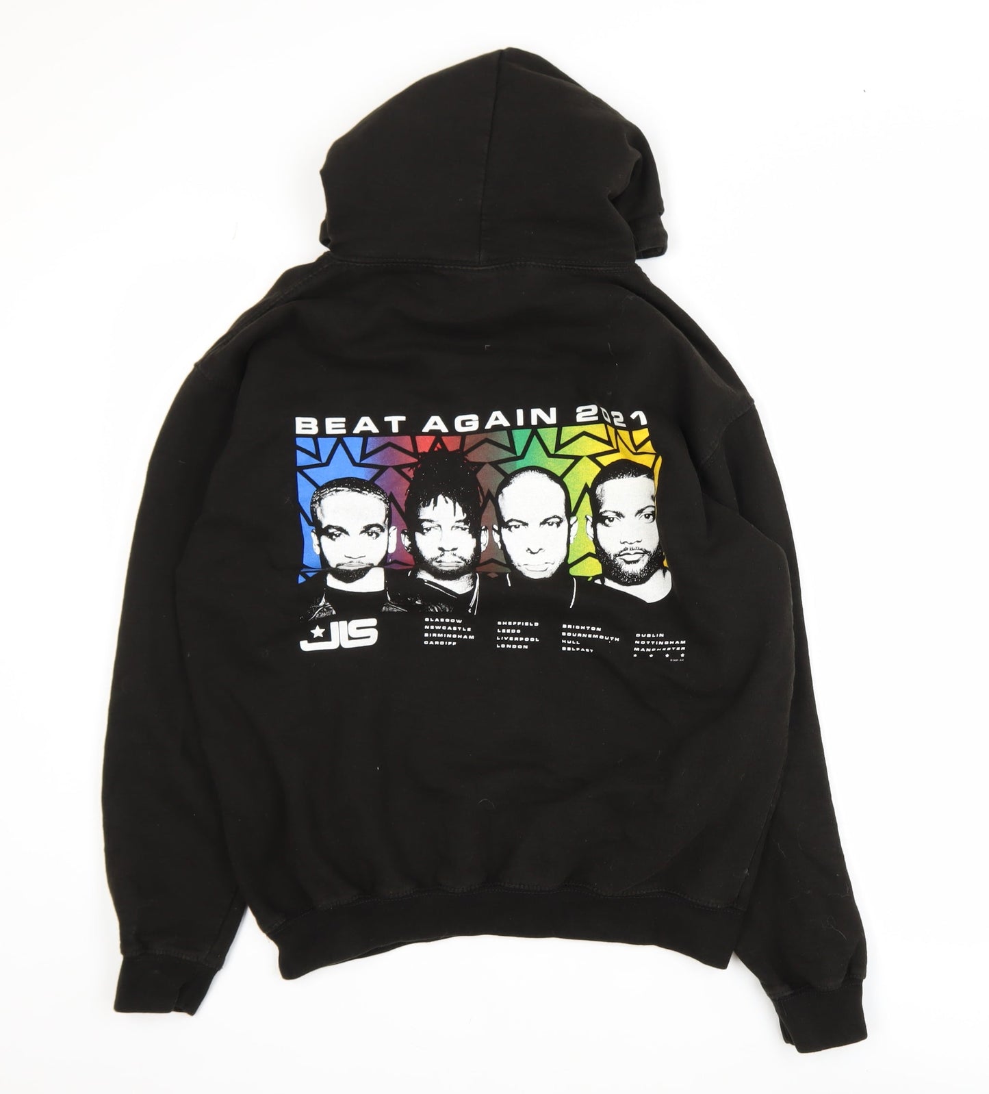 Just Hoods Mens Black M Pullover Hoodie JLS Beat Again Tour 2021 Graphic