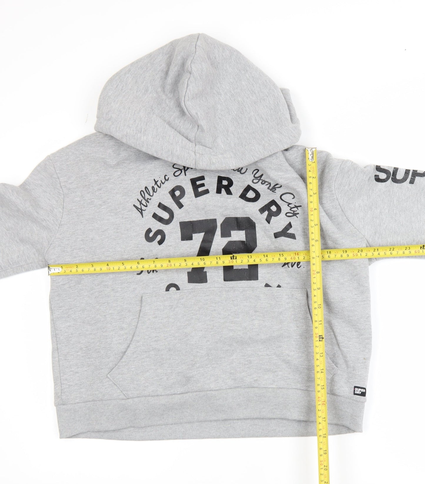 Superdry Women Grey Hoodie Size S Pullover Graphic Print Sweatshirt