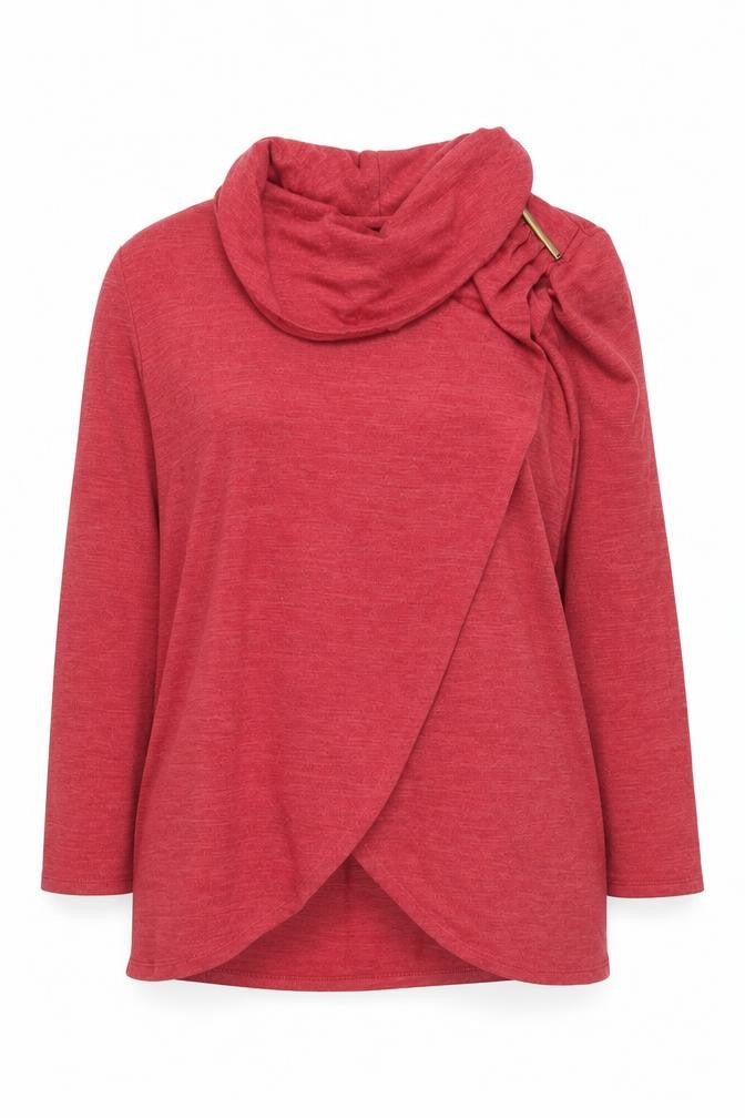 TIGI Women’s Red Cowl Neck Long Sleeve Wrap Plus Size 18/20 Top