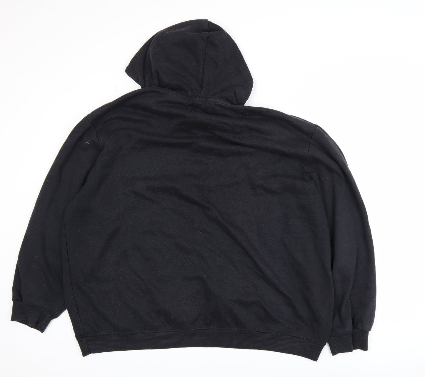 boohooMAN Men’s Black Pullover Hoodie L Embroidered MAN Logo Fleece