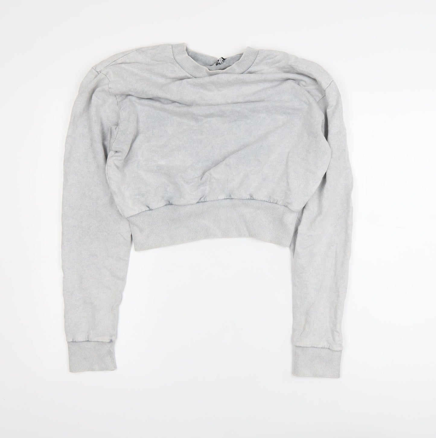ASOS DESIGN Women Grey Cropped Pullover Sweatshirt UK 8 Cotton