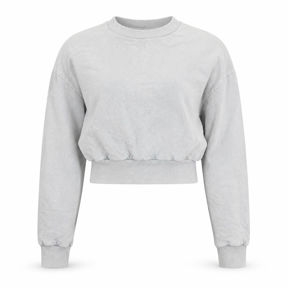 ASOS DESIGN Women Grey Cropped Pullover Sweatshirt UK 8 Cotton