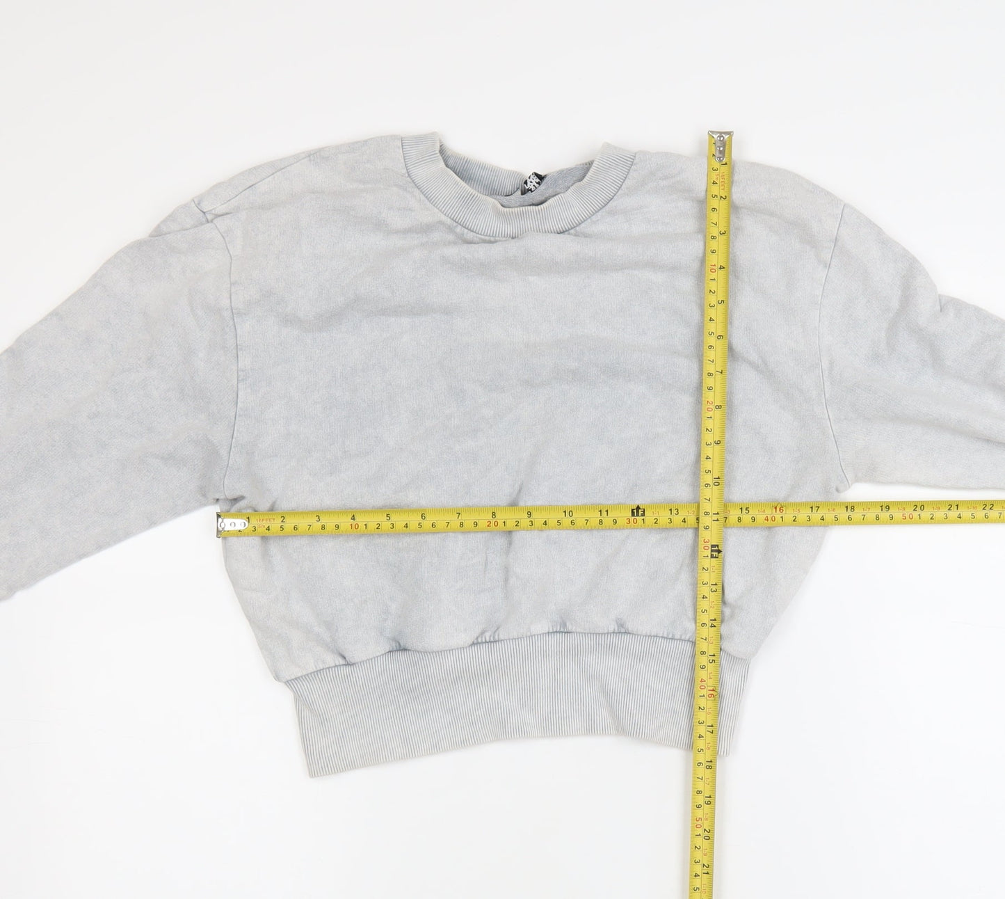 ASOS DESIGN Women Grey Cropped Pullover Sweatshirt UK 8 Cotton