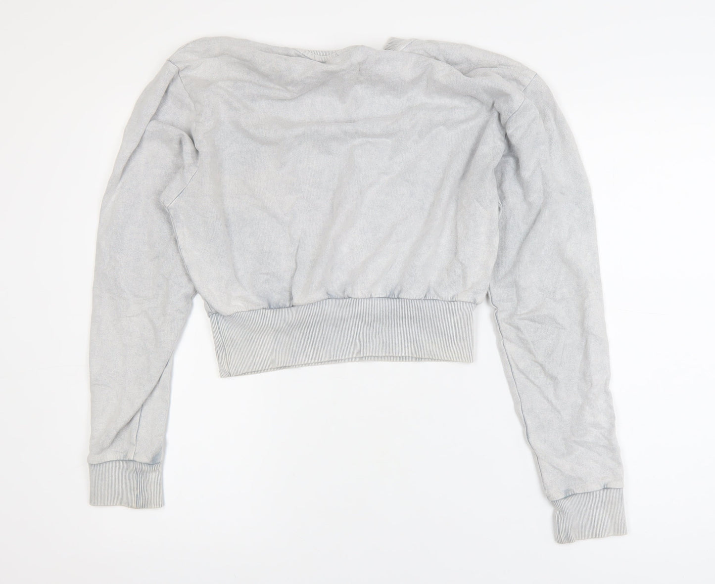 ASOS DESIGN Women Grey Cropped Pullover Sweatshirt UK 8 Cotton