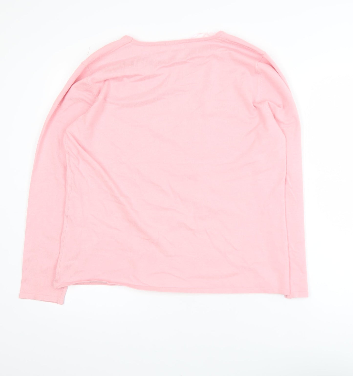 Classic Womens Pink Long Sleeve Pullover Sweatshirt Size L