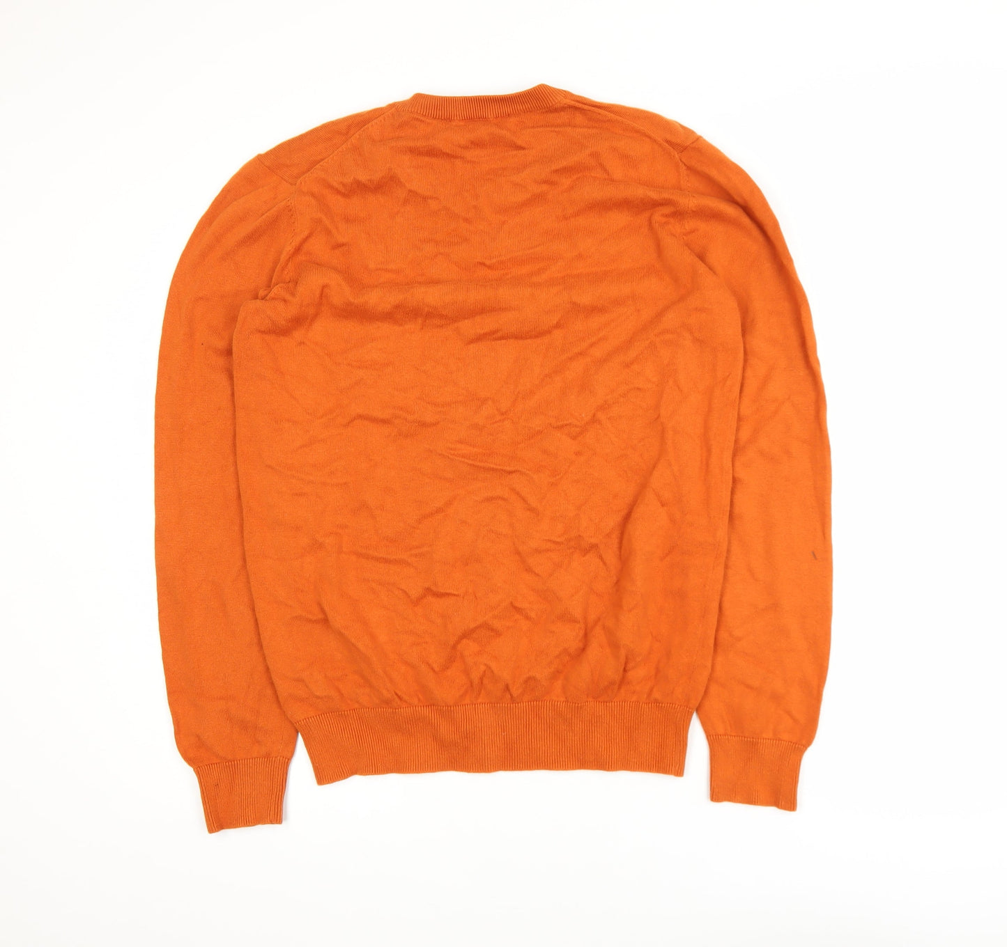 Crew Clothing Company Men's Orange V-Neck Cotton Jumper Size S
