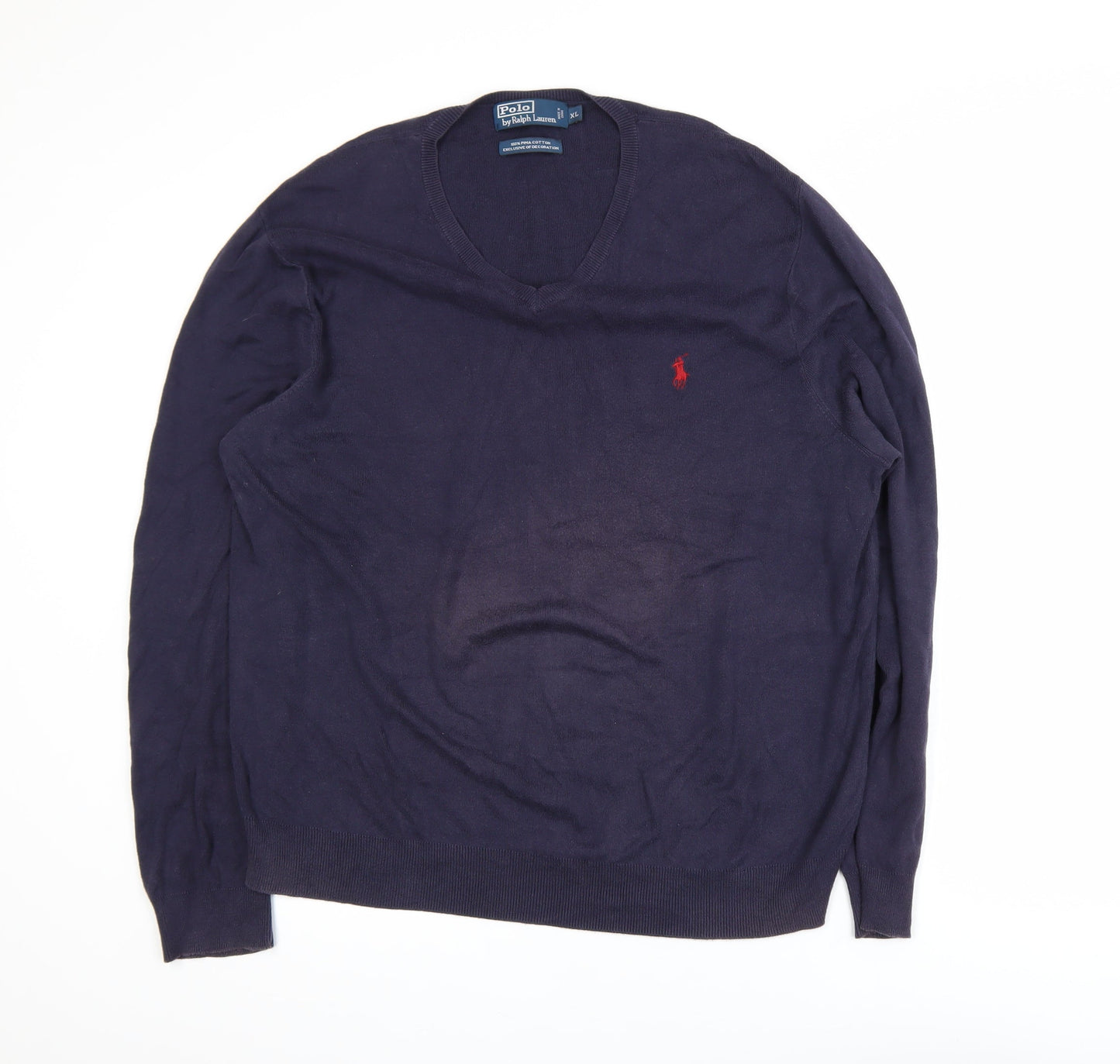 Ralph Lauren Men's Blue V-Neck Cotton Pullover Sweatshirt XL