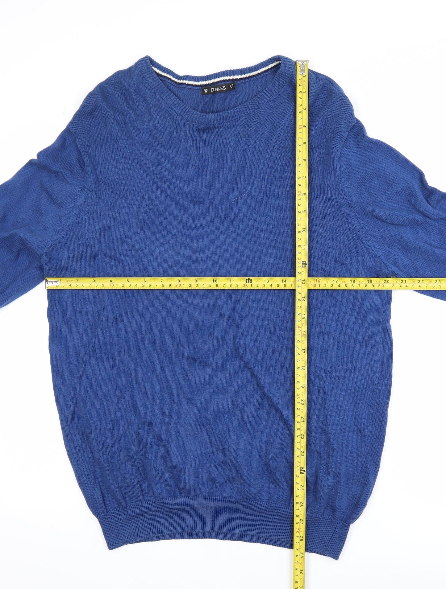 Dunnes Men's Blue Cotton Crew Neck Pullover Jumper Size M