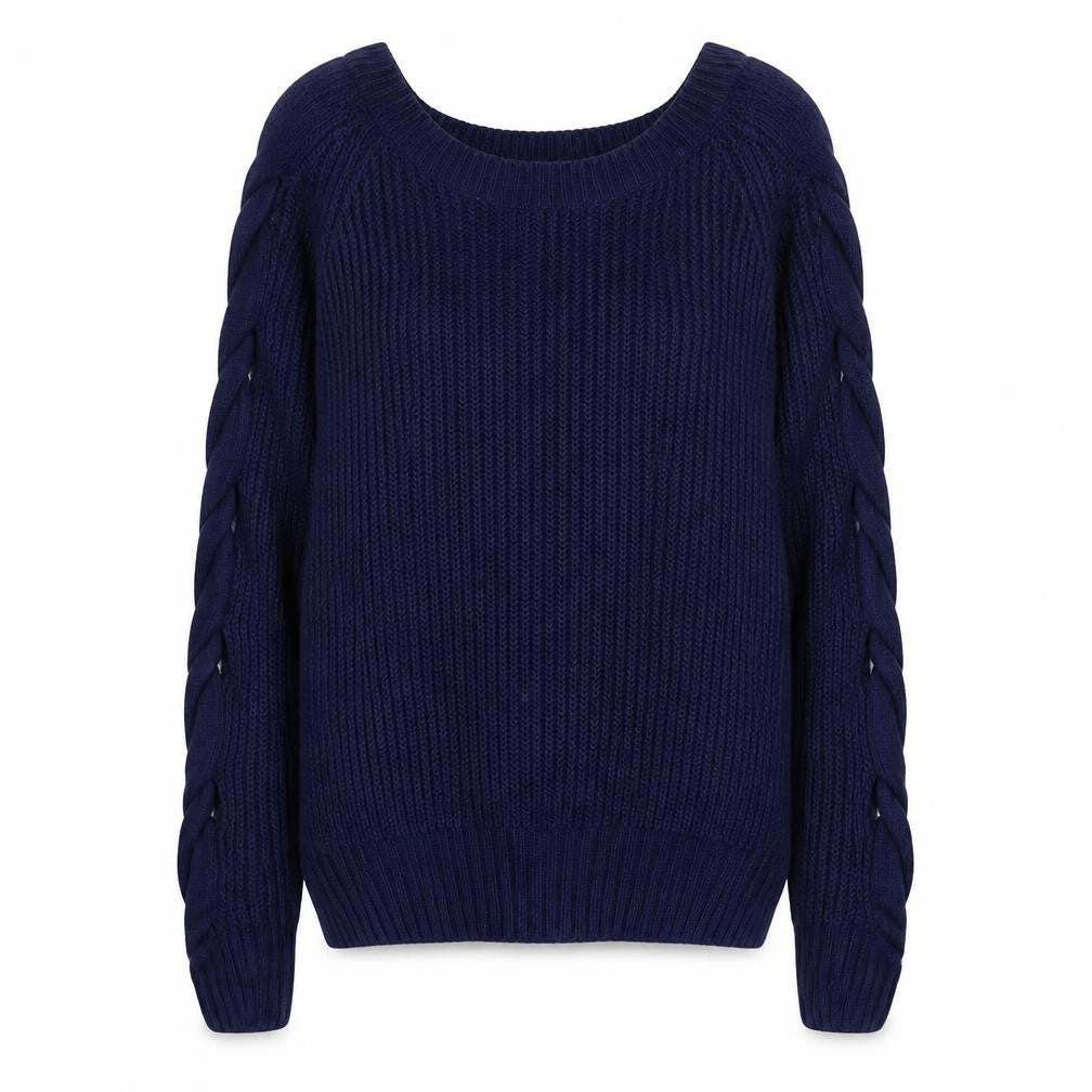Aftershock London Women's Blue Cable-Knit Pullover Jumper Size S