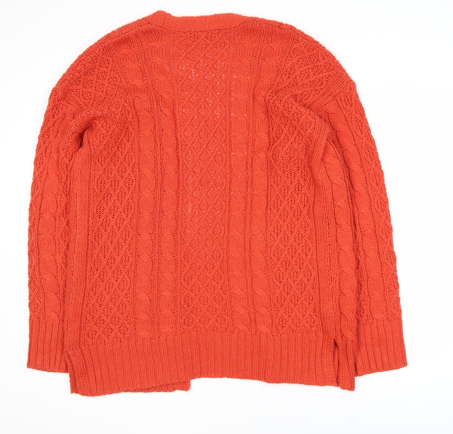 Next Women’s Orange Cable Knit Long Sleeve Open Cardigan XS
