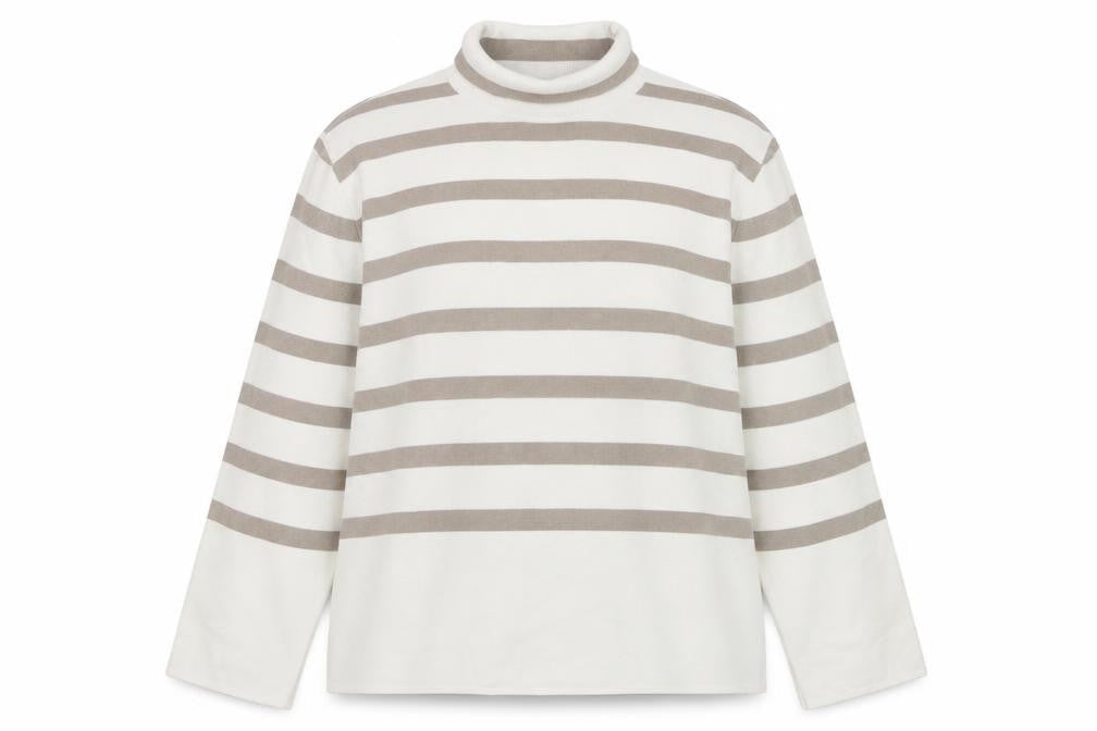 H&M Women’s Beige Striped Roll Neck Pullover Jumper XS