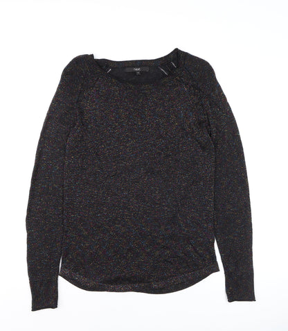 Next Womens Black Sparkle Knit Pullover Jumper Size 10