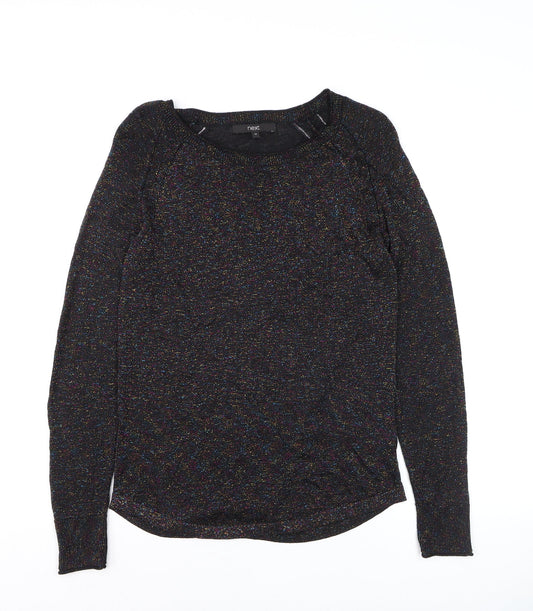 Next Womens Black Sparkle Knit Pullover Jumper Size 10